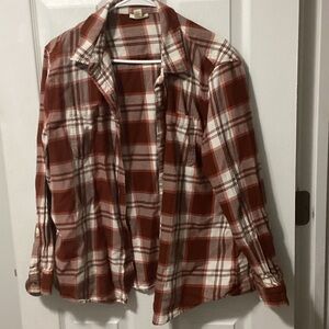 Orange and White Plaid Shirt